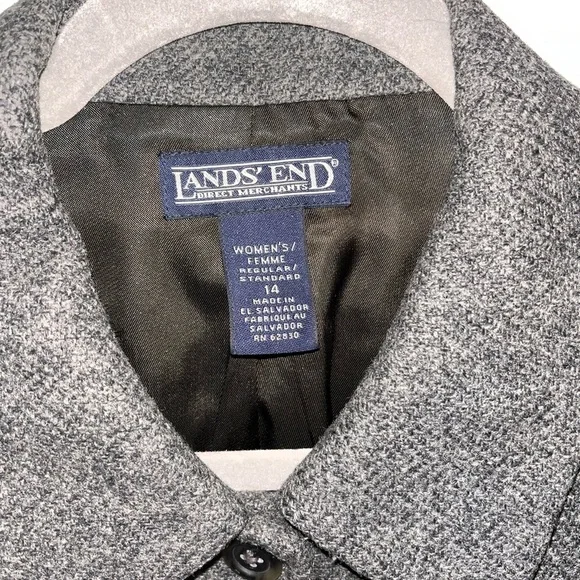 Land’s End Gray Wool Blend Lined Women's Blazer Jacket size 14 - Picture 3 of 6